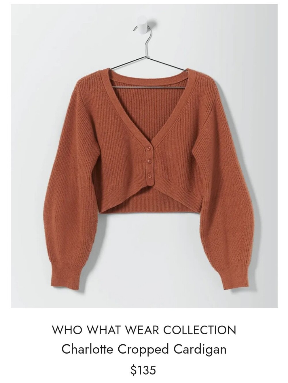 Who What Wear | Cropped V-Neck Button Cardigan - Brown
